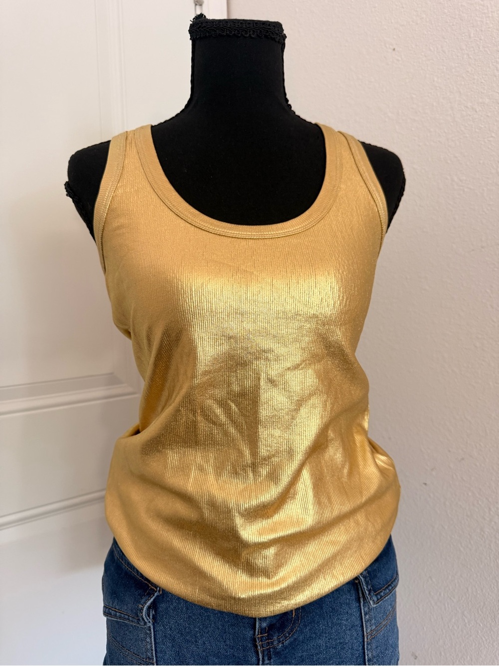 2000s Gold Metallic Tank Top